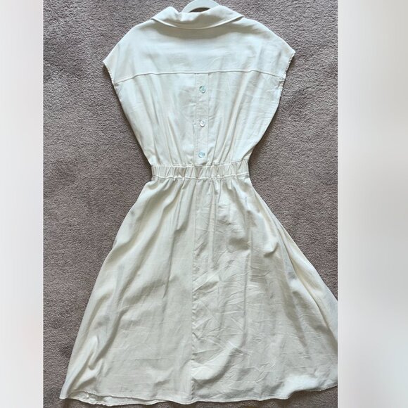 Melloday Linen Blend Dress - Cream - Size Small - Picture 6 of 9